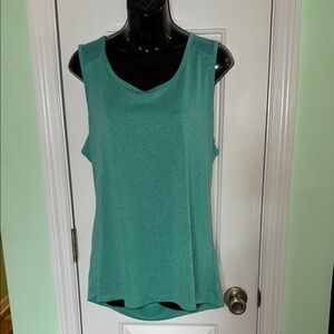 Bally Total Fitness Blue/Green Quickdry Workout Tank Top w/ Back Cut Out Size XL